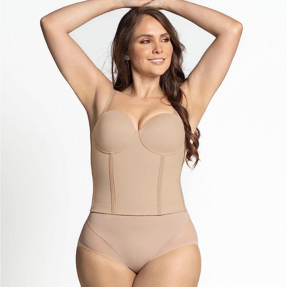 Longline Women's Strapless Underwire Sculpted Bras, Size: 40C color Beige .